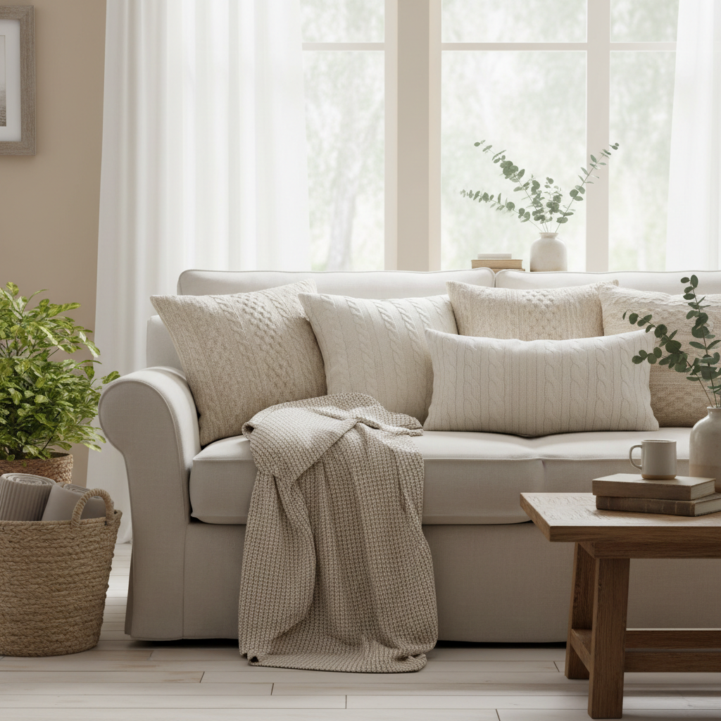 The Real Difference Between Faux Wool and Regular Fabric Throw Pillow Covers — And Which One Fits Your Farmhouse Neutral Living Room