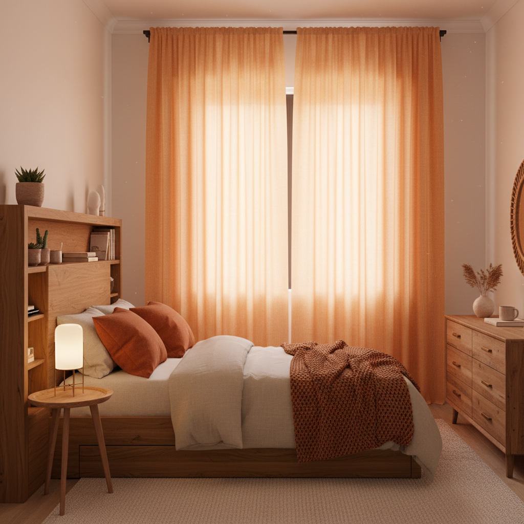 Small Space, Big Warmth: How to Use Fall Color Sheer Orange Curtain Panels in Your Bedroom