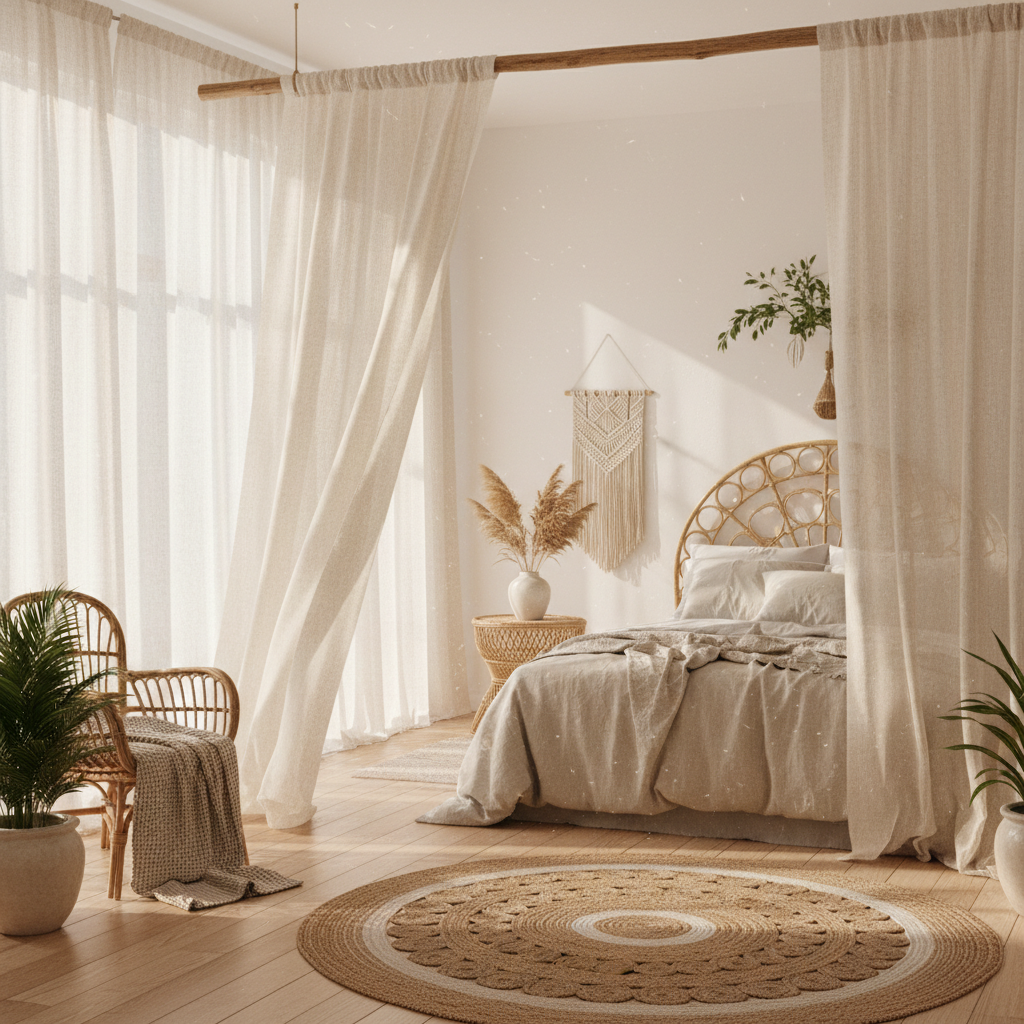 Natural Linen Sheer Curtains in a Boho Farmhouse Bedroom: Before You Buy, Answer These Five Questions