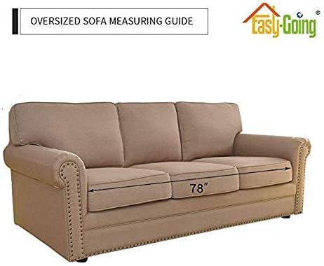 Easy-Going Reversible Oversized Couch Cover for 3 Cushion Couch Sofa Cover for Dogs Water Resistant Furniture Protector Cover with Foam Sticks for Pet (Oversized Sofa, Light Gray/Ivory)