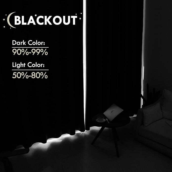 DWCN Blackout Curtains for Bedroom – Rod Pocket Thermal Insulated Noise Reducing Noise Reducing Drapes for Living Room, W 42 x L 54 Inch, 2 Panels, Light Yellow