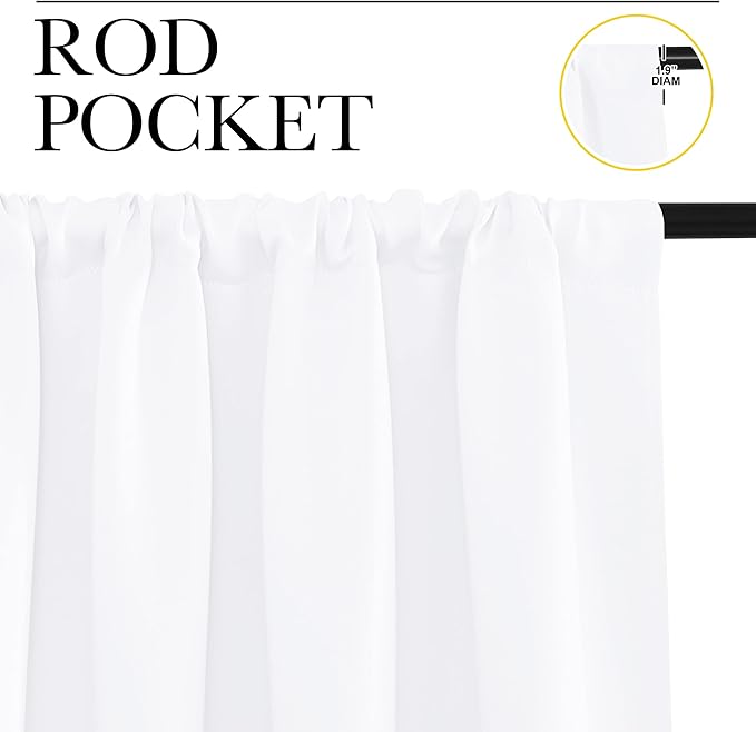 NICETOWN Room Darkening Curtains for Bedroom, Pure White, Set of 2 Panels, 62 x 84 Inch, Triple Weave Home Decoration Thermal Insulated Solid Drapes for Patio Door