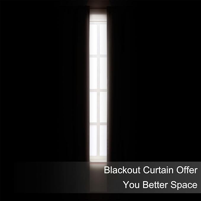 LEMOMO Blackout Curtains 66 x 54 Inch Long Brown Curtains Set of 2 Panels Room Darkening Curtains for Bedroom and Living Room