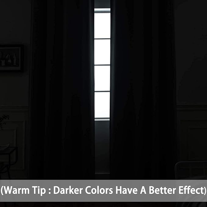 Yakamok 84 Inch Length Blackout Curtains for Bedroom, Thermal Insulated Room Darkening Grommet Top Window Drapes for Living Room,Dark Grey,42W x 84L,2 Panels