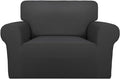 PureFit Super Stretch Sofa Slipcover – Spandex Non Slip Soft Couch Sofa Cover, Washable Furniture Protector with Non Skid Foam and Elastic Bottom for Kids, Pets (Oversized, Dark Gray)