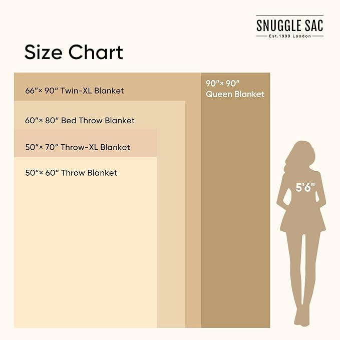 Snuggle Sac Ultra Soft Ivory Bedding Blanket Twin XL, Warm Fluffy Microfiber Blankets for Bed, Living Room, Oversized Bed Blanket Dupes, Heather Ivory, 66x90 inches