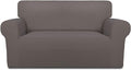 PureFit Super Stretch Sofa Slipcover – Spandex Non Slip Soft Couch Sofa Cover, Washable Furniture Protector with Non Skid Foam and Elastic Bottom for Kids, Pets （Loveseat, Taupe）