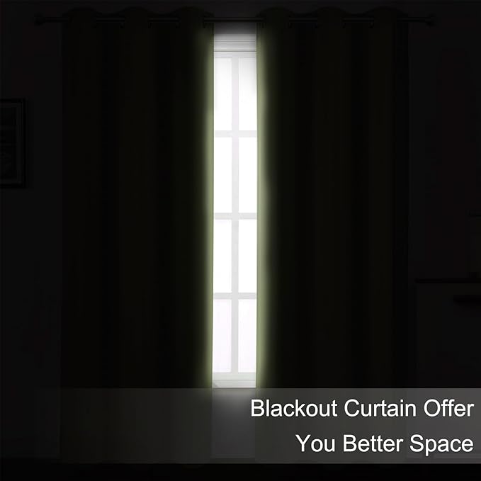 LEMOMO Blackout Curtains 52 x 84 inches Long Sage Green Curtains Set of 2 Panels Thermal Insulated Room Darkening Curtains for Bedroom