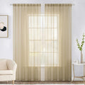 MIULEE 2 Panels Solid Color Sheer Window Curtains Elegant Window Voile Panels/Drapes/Treatment for Bedroom Living Room (54X84 Inches Beige)