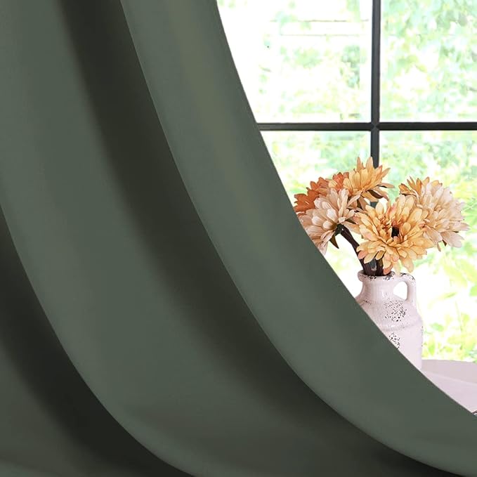 NICETOWN Room Darkening Draperies Window Curtain Panels, Dark Mallard, 2 Panels, W70 x L108 -inch, Thermal Insulated Grommet Room Darkening Curtains for Bedroom