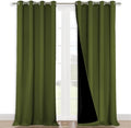 NICETOWN 100% Blackout Blinds, Set of 2, 46" x 102", Olive Green, Laundry Room Decor Window Treatment Curtains for Large Patio Sliding Door, Thermal Insulated Curtains for Bedroom