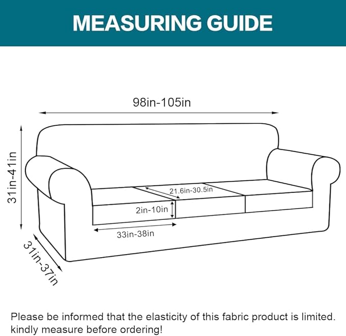 Turquoize 4 Piece Sofa Covers for 3 Cushion Couch Sofa Slipcover with Separate Cushion Couch Cover for Dogs Thick Soft Slipcover Washable Elastic Furniture Protector for Pets(XL Sofa,Dusty Blue)