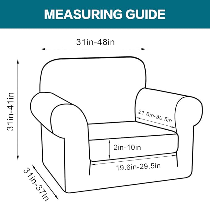 Turquoize 2 Piece Chair Covers Chair Slipcovers for Living Room Armchair Couch Cover Chair Sofa Cover with Individual Cushion Covers Furniture Cover for Chairs Feature Thick Fabric (Chair, Dusty Blue)