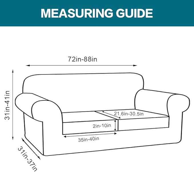 Turquoize 3 Piece Sofa Covers for 2 Cushion Couch Sofa Slipcover Soft Couch Cover for Dogs-Washable Sofa Furniture Covers with 2 Individual Cushion Covers (2 Cushion Sofa, Sand)