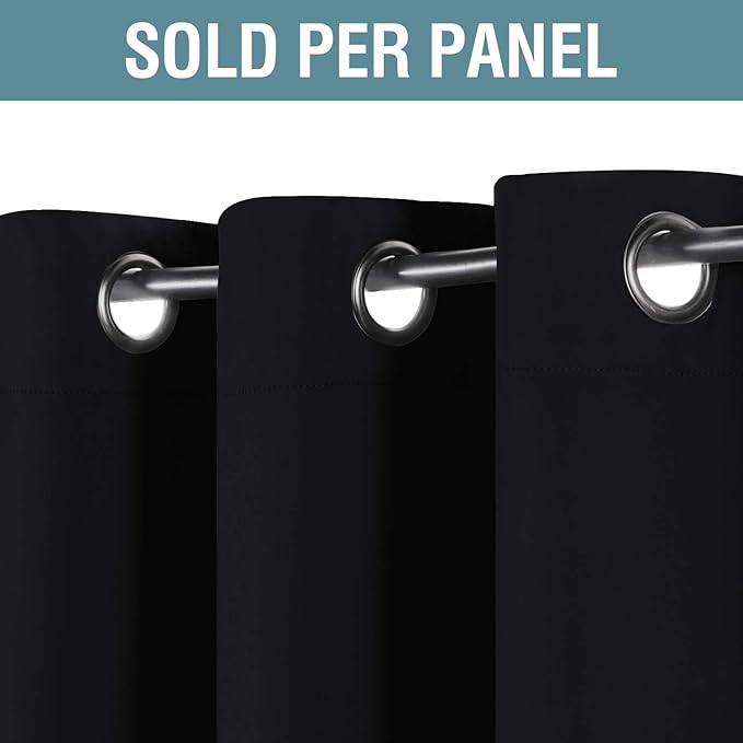 H.VERSAILTEX Blackout Curtains for Bedroom Black Out Curtains 102 inch Thermal Insulated Long Blackout Curtains for Living Room, Energy Saving Curtains for Sliding Glass Door (1 Panel, Jet Black)