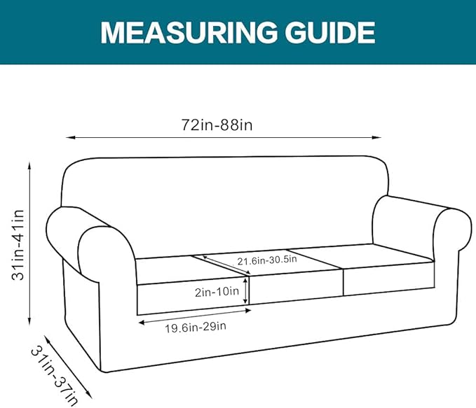 Turquoize 4 Piece Sofa Covers for 3 Cushion Couch Sofa Slipcover Soft Couch Cover for Dogs-Washable Sofa Furniture Covers with 3 Individual Cushion Covers,Jacquard Fabric (3 Cushion Sofa, Dark Cyan)
