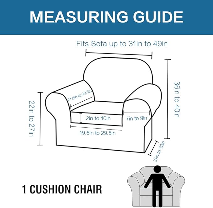 H.VERSAILTEX Rich Velvet Stretch 2 Piece Cover Chair Slipcover Sofa Cover Furniture Protector Couch Soft with Elastic Bottom Chair Couch Cover with Arms Width Up to 49 Inch(Chair,Brown)