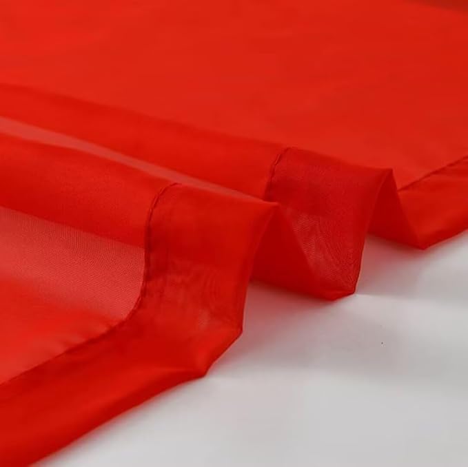 SpaceDresser Basic Rod Pocket Sheer Voile Window Curtain Panels White 1 Pair 2 Panels 60 Width 96 Inch Long for Kitchen Bedroom Children Living Room Yard(Red,60 W x 96 L)