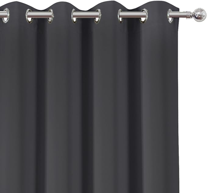 LEMOMO Dark Grey Thermal Blackout Curtains/52 x 54 Inch/Set of 2 Panels Room Darkening Curtains for Bedroom