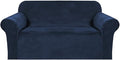 H.VERSAILTEX Stretch Velvet Loveseat Covers for 2 Cushion Couch Covers for Living Room Sofa Covers Slipcovers with Non Slip Straps Bottom, Ultra Thick Comfy Velour (Width 58"-72", Navy)