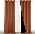 NICETOWN Full Shading Curtains 90 inches Long 2 Panels Set for Windows, Super Heavy-Duty Black Lined Blackout Curtains for Bedroom, Privacy Assured Window Treatment (Burnt Orange, 52 inches W)