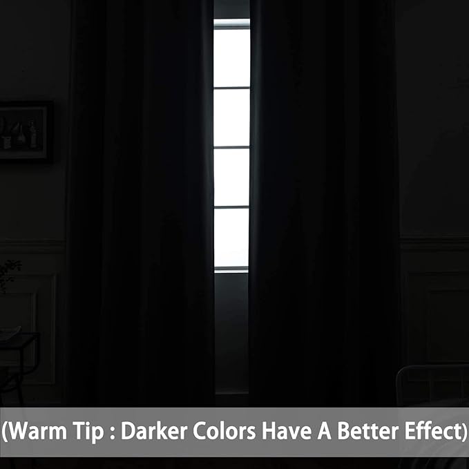 Yakamok Blackout Curtains Room Darkening Thermal Insulated Window Panels,Solid Grommet Top Drapes for Bedroom/Living Room(52Wx90L, Navy Blue, 2 Panels)