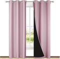 NICETOWN 100% Blackout Window Curtain Panels, Heat and Cold Blocking Drapes with Black Liner for Nursery, 84-inch Drop Thermal Insulated Draperies (Lavender Baby Pink, 2 Pieces, 42-inch Wide)
