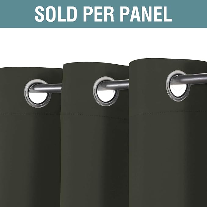 H.VERSAILTEX Blackout Curtain for Living Room Small Window Kitchen Blackout Curtains 45 inch Length Energy Saving Solid Grommet Blackout Drape, One Panel, Olive, 52" W x 45" L