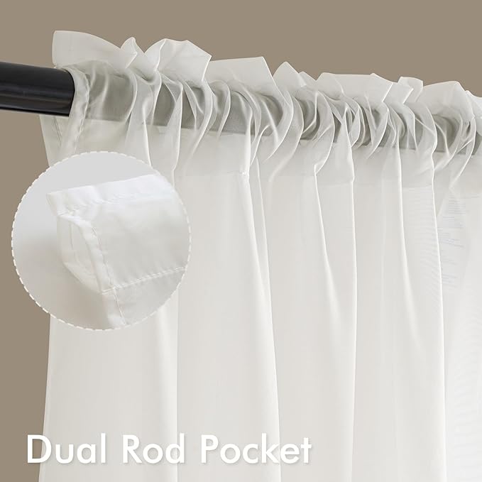 MIULEE Ivory Sheer Curtains 72 Inches Long, 4 Panels Set, Light Filtering Rod Pocket Voile Drapes for Living Room and Bedroom, Airy Soft Fabric Window Treatments, 42 x 72 Inches