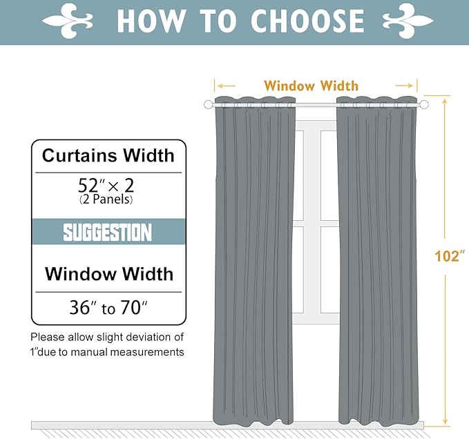 ChrisDowa Blackout Curtains 102 Inches Long 2 Panels Set for Living Room, Grommet Thermal Insulated Room Darkening Curtains for Bedroom (Stone Blue, 52 x 102 Inch)