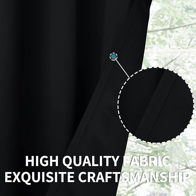 BGment Blackout Curtains for Bedroom - Grommet Thermal Insulated Room Darkening Curtains for Living Room, Set of 2 Panels, Each 55 x 69 Inch, Black