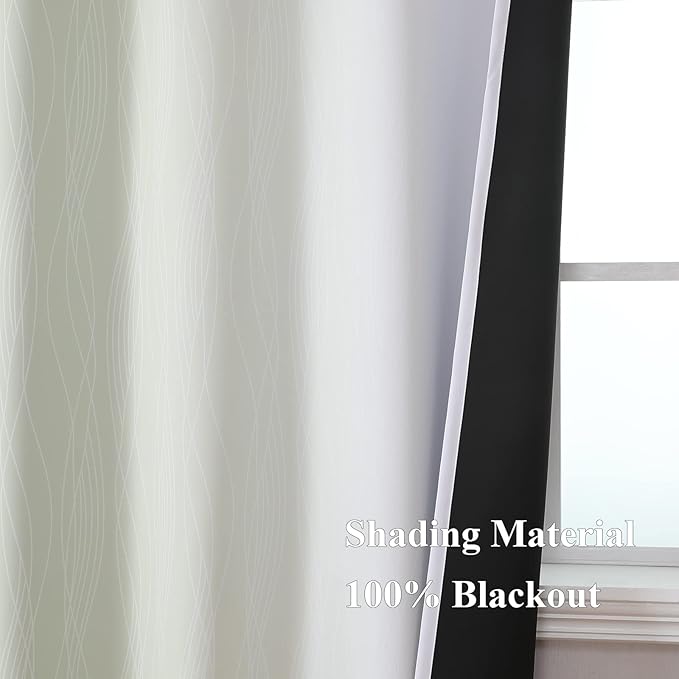 Estelar Textiler Sage Green and Greyish White Ombre Blackout Curtains 90 Inch Length 2 Panels Set, Thermal Insulated Drapes for Bedroom, Full Light Blocking Grommet Curtains for Living Room,52Wx90L