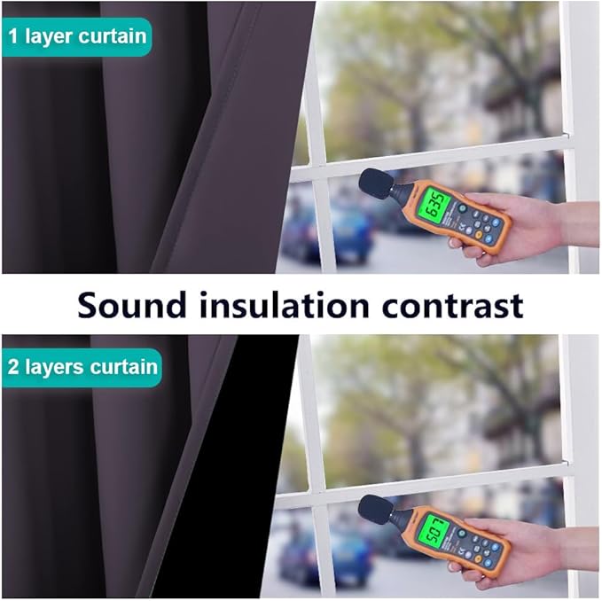 NICETOWN 100% Blackout Curtains 84" Long, Greyish Purple, 52" Wide, Pair of Energy Smart & Noise Blocking Out Drapes for Baby Room Window, Thermal Insulated Guest Room Lined Window Dressing