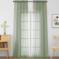 Sage Green Sheer Curtains for Windows 108 inches Long 2 Panels Set, Soft Lightweight Light Filtering Drapes for Living Room Bedroom, Dual Rod Pocket Sheer Curtains, 2x42Wx108L inches