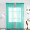 SpaceDresser Sheer Voile Window Treatment Rod Pocket Curtain Panels for Kitchen Bedroom Living Room Drapes Sunlight Filtering Privacy Semi Home Decor Assorted Colors Sizes (Turquoise, 52 W x 84 L)