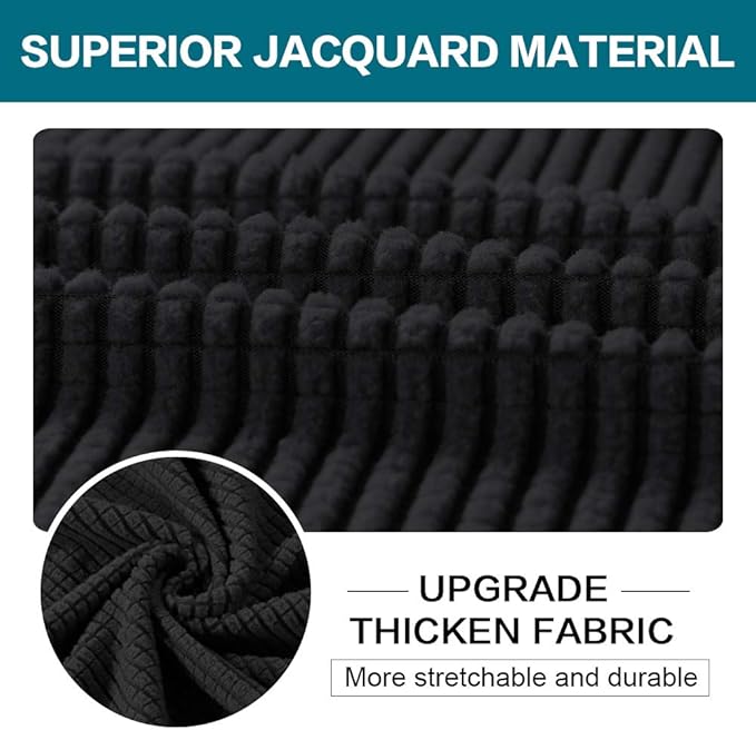 Turquoize 4 Piece Sofa Covers for 3 Cushion Couch Sofa Slipcover Soft Couch Cover for Dogs-Washable Sofa Furniture Covers with 3 Individual Cushion Covers,(3 Cushion Sofa, Black)