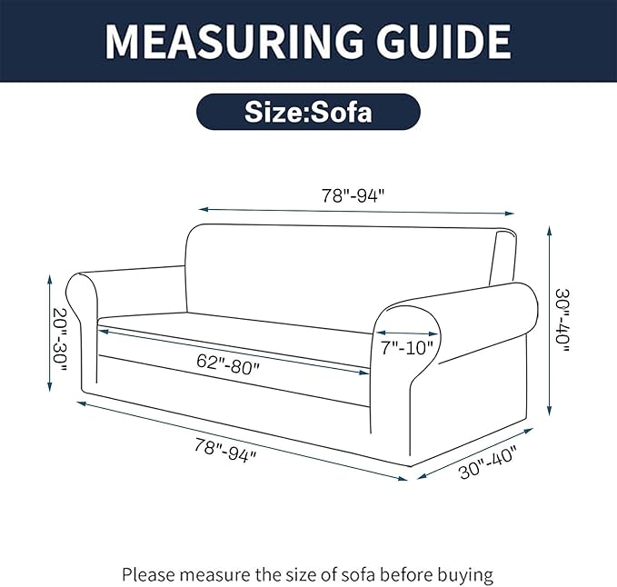 Cupuamon 2026 New Stretch Sofa Slipcovers Couch Cover for 3 Cushion Furniture Protector Sofa Covers with Elastic Bottom Jacquard Fabric Small Checks for Pets, Kids -Sofa, Grey