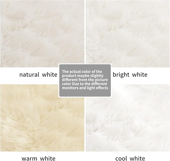 Ciicool Fluffy Area Rug, White Faux Fur Rug for Bedroom Living Room, Thick Fuzzy Shag Rug Furry Nursery Rug Plush Indoor Floor Carpets for Kids Girls Boys Teen Dorm, 4x6 ft