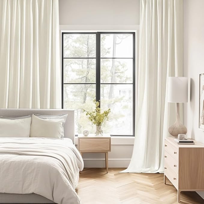 MIULEE Cream Back Tab Blackout Curtains 72 Inches Long 2 Panels Set for Living Room Bedroom Privacy, Rod Pocket/Pinch Pleat Thermal Insulated Room Darkening Pleated Light Blocking Drapes