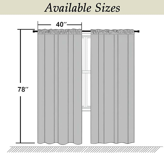 Simplebrand Ava Sage Green Blackout Curtains for Bedroom, 78 Inch Length, 2 Panels Set, Privacy Thermal Insulated Rod Pocket Window Curtains for Patio, French Door, W40 x L78 Inch