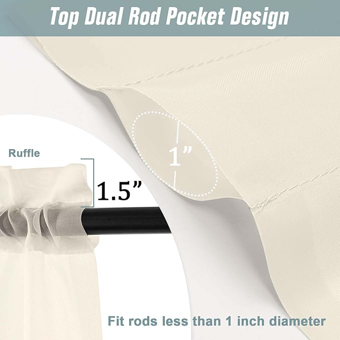 Cream Sheer Curtains 84 Inches Long 2 Panels, Elegant Airy Transparent Light Filtering Window Curtains, Window Drapes for Living Room Bedroom, Top Dual Rod Pocket Design, 2x42Wx84L Inches