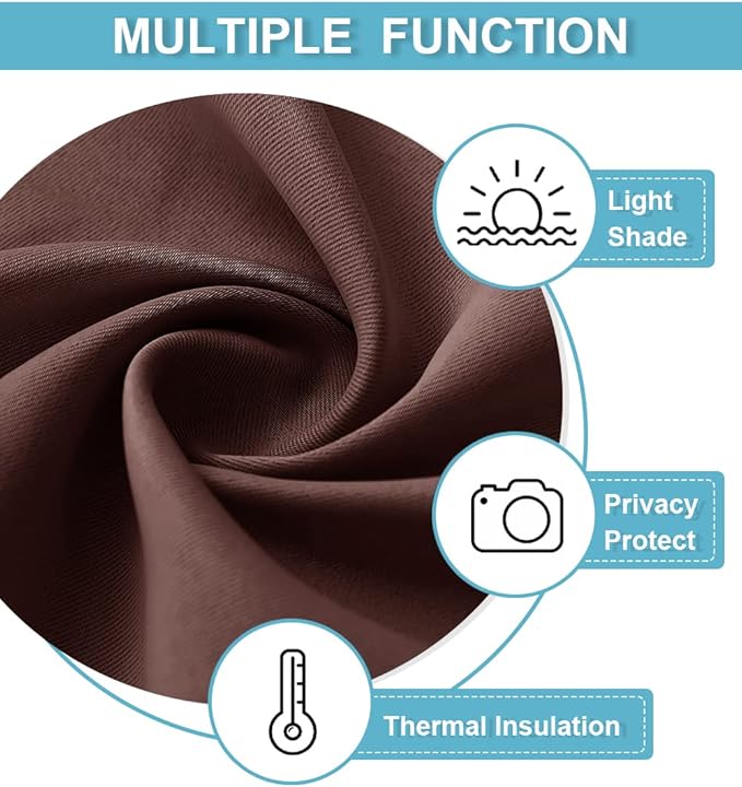 RYB HOME Kitchen Blackout Curtains Over Sink 36 inch Length, Rod Pocket Summer Light UV Blocking Energy Efficient, Cabinet Shelf Cupboard Coverings, Width 29 by Length 36, Chocolate Brown, 2 Panels