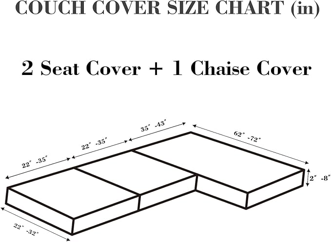 Sofa Covers Couch Covers for Sofa Pet Friendly Couch Cushion Covers Universal Sofa Covers Washable Stretch Slipcovers for Sectional Sofa (Texture Brown, 2 Seats + Chaise Cover)