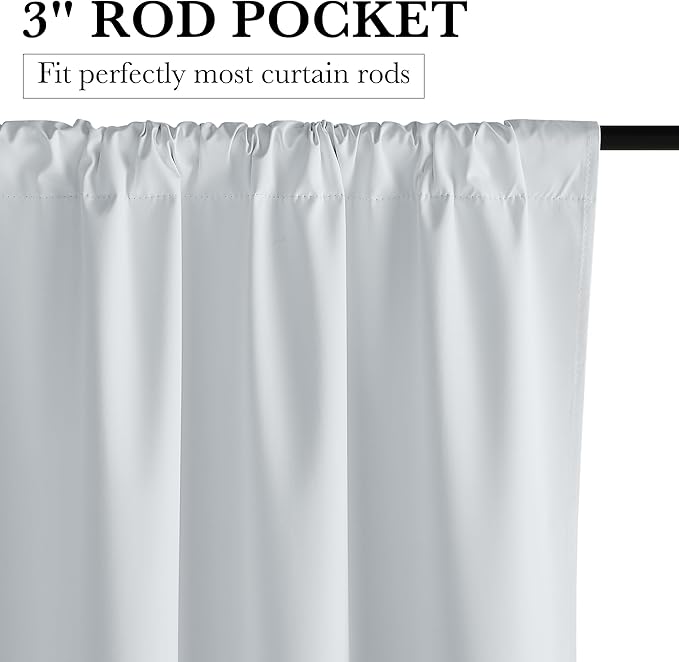 RYB HOME White 100% Blackout Curtains, Short Thermal Insulated Heat & UV Blocking Total Room Darkening Privacy Drapes for Small Window, Width 34 by Length 48, White, 2 Panels