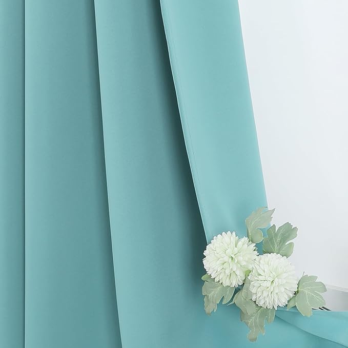 ChrisDowa Small Window Curtains 40 inches Long for Bedroom - Grommet Short Thermal Insulated Room Darkening Curtains for Kitchen (2 Panels, Aqua, 29 x 40 Inch)