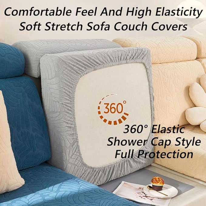 Soothing Home Sofa Covers, Sofa Hero Covers, Wear-Resistant Universal Couch Covers Washable Stretch Sectional Couch Cushion Covers (Light Grey,Large Double Seat Cover)