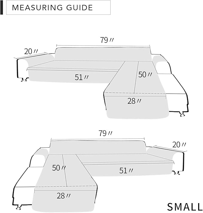 Easy-Going Sectional Couch Covers for Dogs L Shape Sofa Cover Reversible Sofa Slipcover Chaise Lounge Cover Furniture Protector Cover for Pets Dog Cat (Small, Dark Gray/Dark Gray)