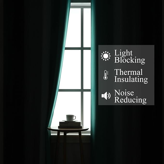 Estelar Textiler Navy Blue and Teal Gradient Blackout Curtains for Sliding Door, Thermal Insulated Ombre Blackout Drapes, Full Light Blocking Energy Saving Curtains for Living Room,52Wx108L,2 Panels