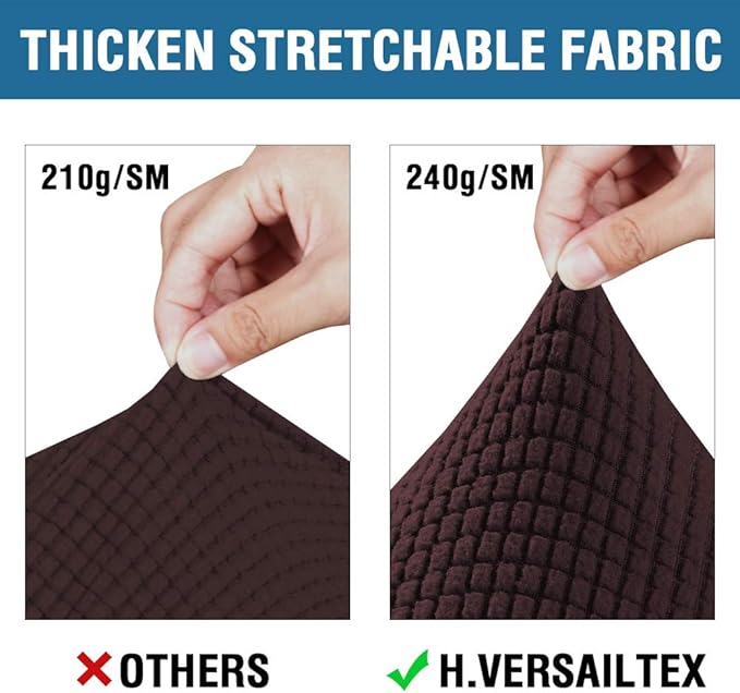 H.VERSAILTEX 4 Piece Stretch Sofa Covers for 3 Cushion Couch Covers for Living Room Furniture Slipcovers (Base Cover Plus 3 Seat Cushion Covers) Upgraded Thicker Jacquard Fabric (XL Sofa, Chocolate)