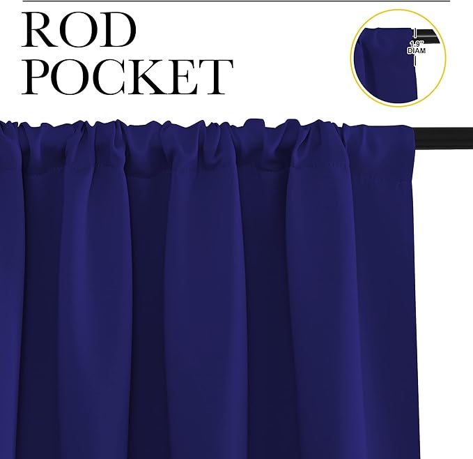 NICETOWN RV Blackout Curtains for Camper Windows, Navy Blue, 34" x 36", Set of 2, Kitchen Curtains, Short Blackout Drapes, Thermal Insulated Rod Pocket Window Treatment Draperies for Nursery